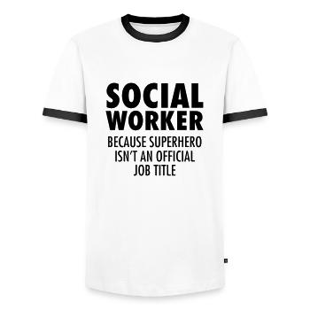 Social Worker - Hero - Männer Kontrast-T-Shirt - Weiß/Schwarz - Vorne - AI Model Female 172 light (172cm) & AI Model Male 178 dark (178cm)
