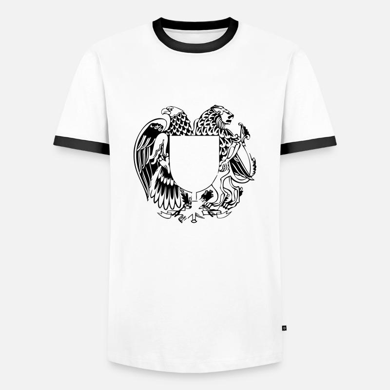 Adler und Löwe mit Schild - Men's Ringer Shirt - white/black