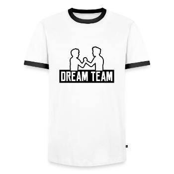 logo dream team 2 amis équipe couple brueder handsc - T-shirt contrasté Homme - blanc/noir - Devant - AI Model Female 172 light (172cm) & AI Model Male 178 dark (178cm)