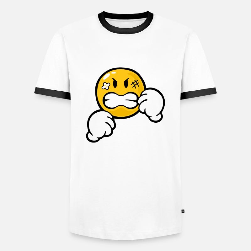 Smiley Anger Aggression - Men's Ringer Shirt - white/black