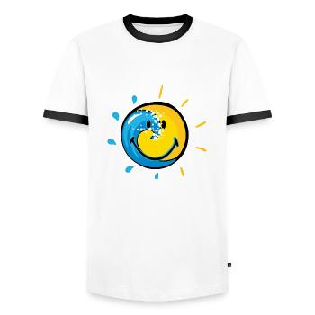 Smiley Splash Sun - Männer Kontrast-T-Shirt - Weiß/Schwarz - Vorne - AI Model Female 172 light (172cm) & AI Model Male 178 dark (178cm)