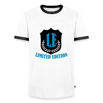 limited_edition_02 - Men's Ringer Shirt - white/black - Front - AI Model Female 172 light (172cm) & AI Model Male 178 dark (178cm)