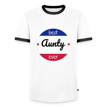 Oncle / Tante / Cousin / Cousine - T-shirt contrasté Homme - blanc/noir - Devant - AI Model Female 172 light (172cm) & AI Model Male 178 dark (178cm)