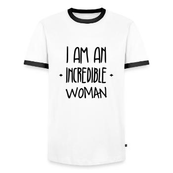 fille / fée / princesse / bébé - T-shirt contrasté Homme - blanc/noir - Devant - AI Model Female 172 light (172cm) & AI Model Male 178 dark (178cm)