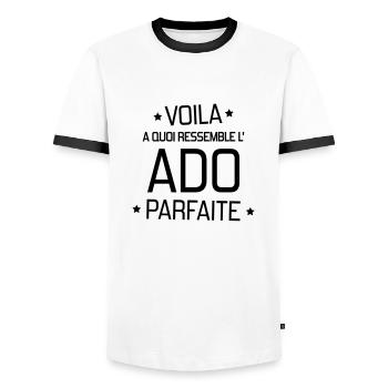 Teenager Teen Ado Jugendlicher Kid Enfant Kind - Men's Ringer Shirt - white/black - Front - AI Model Female 172 light (172cm) & AI Model Male 178 dark (178cm)