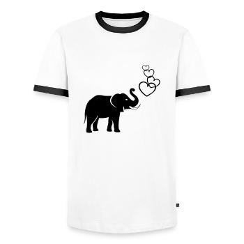 elefanten_love_02 - Men's Ringer Shirt - white/black - Front - AI Model Female 172 light (172cm) & AI Model Male 178 dark (178cm)