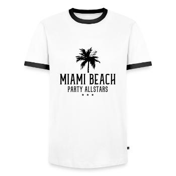 miami beach party allstars - Männer Kontrast-T-Shirt - Weiß/Schwarz - Vorne - AI Model Female 172 light (172cm) & AI Model Male 178 dark (178cm)