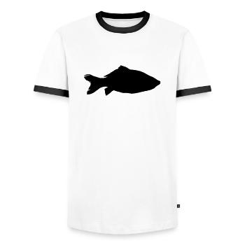 fish carp silhouette - Männer Kontrast-T-Shirt - Weiß/Schwarz - Vorne - AI Model Female 172 light (172cm) & AI Model Male 178 dark (178cm)