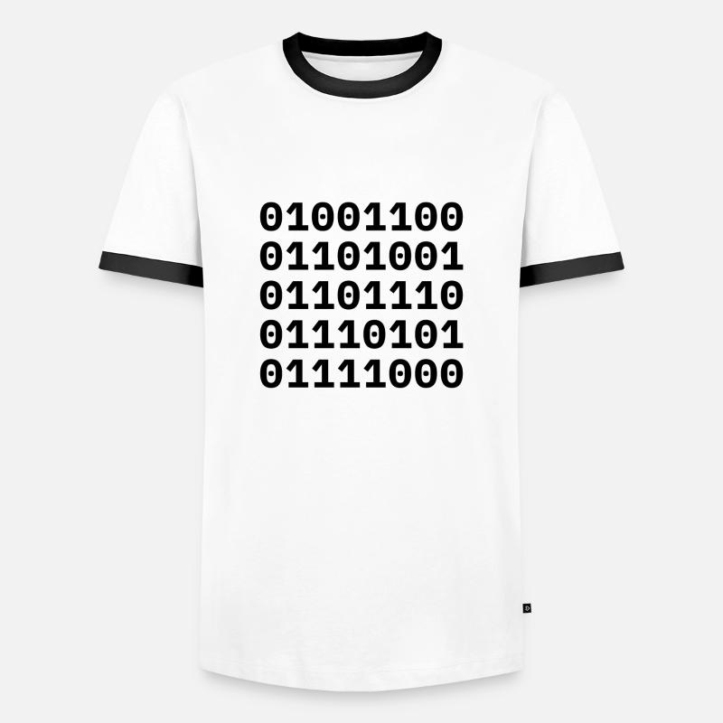 "LINUX" en code binaire. - T-shirt contrasté Homme - blanc/noir