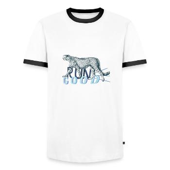 Run good - Men's Ringer Shirt - white/black - Front - AI Model Female 172 light (172cm) & AI Model Male 178 dark (178cm)