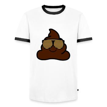 coole_kacke_02 - Männer Kontrast-T-Shirt - Weiß/Schwarz - Vorne - AI Model Female 172 light (172cm) & AI Model Male 178 dark (178cm)