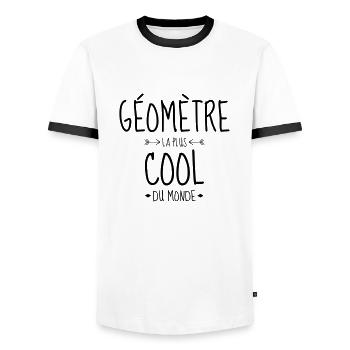géomètre / topographe / topographie / geometre - T-shirt contrasté Homme - blanc/noir - Devant - AI Model Female 172 light (172cm) & AI Model Male 178 dark (178cm)