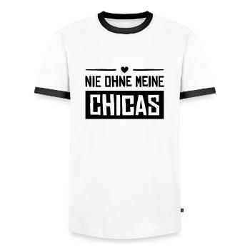 nie ohne meine chicas herz - Männer Kontrast-T-Shirt - Weiß/Schwarz - Vorne - AI Model Female 172 light (172cm) & AI Model Male 178 dark (178cm)