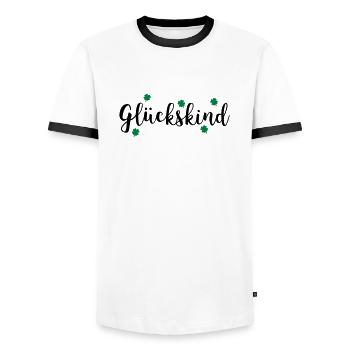 GLU CKSKIND - Männer Kontrast-T-Shirt - Weiß/Schwarz - Vorne - AI Model Female 172 light (172cm) & AI Model Male 178 dark (178cm)