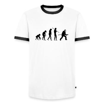 feuerwehr_evolution_01 - Männer Kontrast-T-Shirt - Weiß/Schwarz - Vorne - AI Model Female 172 light (172cm) & AI Model Male 178 dark (178cm)
