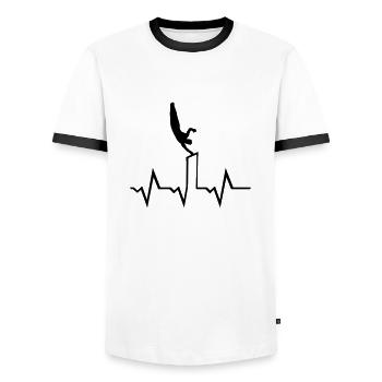 Turnen, Turner am Reck & EKG Herzschlag - Männer Kontrast-T-Shirt - Weiß/Schwarz - Vorne - AI Model Female 172 light (172cm) & AI Model Male 178 dark (178cm)