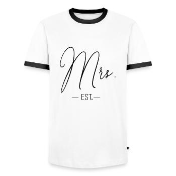 mrs_est - Männer Kontrast-T-Shirt - Weiß/Schwarz - Vorne - AI Model Female 172 light (172cm) & AI Model Male 178 dark (178cm)