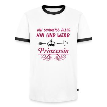 prinzessin_02 - Männer Kontrast-T-Shirt - Weiß/Schwarz - Vorne - AI Model Female 172 light (172cm) & AI Model Male 178 dark (178cm)