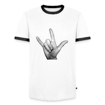 I LOVE YOU - Men's Ringer Shirt - white/black - Front - AI Model Female 172 light (172cm) & AI Model Male 178 dark (178cm)