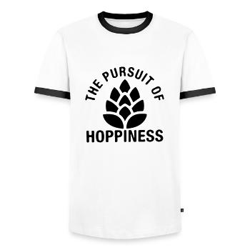 La quête pour sauter - sauter le cadeau de la bière - T-shirt contrasté Homme - blanc/noir - Devant - AI Model Female 172 light (172cm) & AI Model Male 178 dark (178cm)
