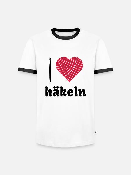 Häkelliebe - Männer Kontrast-T-Shirt - Weiß/Schwarz