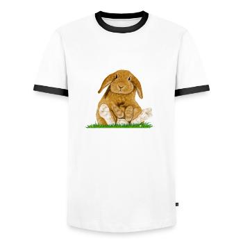 Häschen! - Männer Kontrast-T-Shirt - Weiß/Schwarz - Vorne - AI Model Female 172 light (172cm) & AI Model Male 178 dark (178cm)