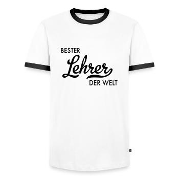 Bester Lehrer der Welt - Männer Kontrast-T-Shirt - Weiß/Schwarz - Vorne - AI Model Female 172 light (172cm) & AI Model Male 178 dark (178cm)