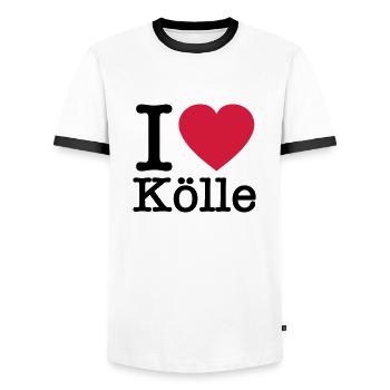 J'aime Cologne - Kölle - Colonia - T-shirt contrasté Homme - blanc/noir - Devant - AI Model Female 172 light (172cm) & AI Model Male 178 dark (178cm)