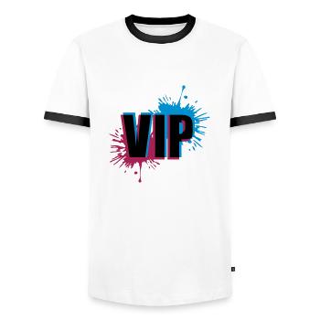 Effet 3D VIP - T-shirt contrasté Homme - blanc/noir - Devant - AI Model Female 172 light (172cm) & AI Model Male 178 dark (178cm)