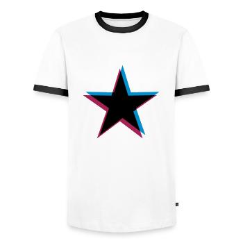 Effet étoile 3D - T-shirt contrasté Homme - blanc/noir - Devant - AI Model Female 172 light (172cm) & AI Model Male 178 dark (178cm)