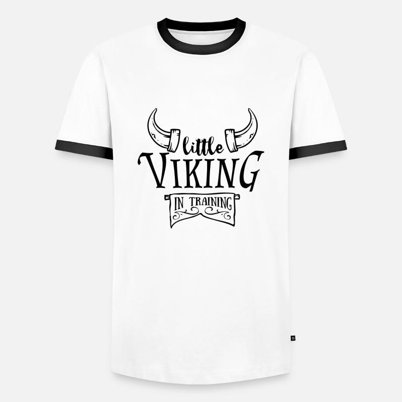Kleiner Wikinger im Training - Männer Kontrast-T-Shirt - Weiß/Schwarz
