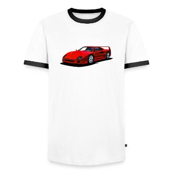 F40 - Men's Ringer Shirt - white/black - Front - AI Model Female 172 light (172cm) & AI Model Male 178 dark (178cm)