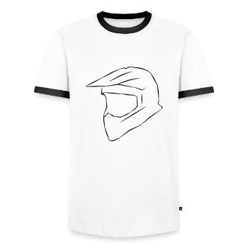 Motorcross helmet sketch - Men's Ringer Shirt - white/black - Front - AI Model Female 172 light (172cm) & AI Model Male 178 dark (178cm)