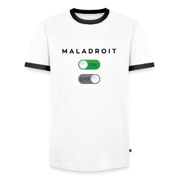 Maladroit mode on - T-shirt contrasté Homme - blanc/noir - Devant - AI Model Female 172 light (172cm) & AI Model Male 178 dark (178cm)
