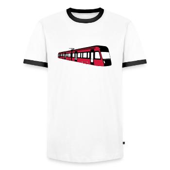 Tampere tram - Men's Ringer Shirt - white/black - Front - AI Model Female 172 light (172cm) & AI Model Male 178 dark (178cm)