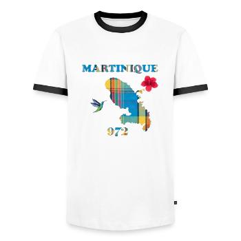 Martinique 972 - Männer Kontrast-T-Shirt - Weiß/Schwarz - Vorne - AI Model Female 172 light (172cm) & AI Model Male 178 dark (178cm)