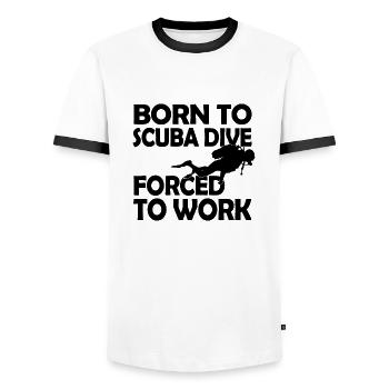 born to dive - Men's Ringer Shirt - white/black - Front - AI Model Female 172 light (172cm) & AI Model Male 178 dark (178cm)