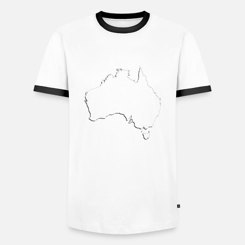 Australia map - shadow - Men's Ringer Shirt - white/black
