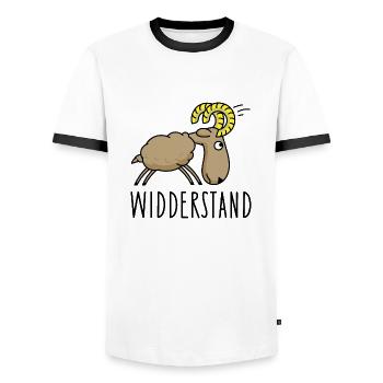 Widder Widerstand Rebell - Männer Kontrast-T-Shirt - Weiß/Schwarz - Vorne - AI Model Female 172 light (172cm) & AI Model Male 178 dark (178cm)