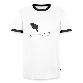 Dessiner l’amour - T-shirt contrasté Homme - blanc/noir - Devant - AI Model Female 172 light (172cm) & AI Model Male 178 dark (178cm)
