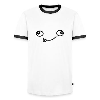 Funny playful - Men's Ringer Shirt - white/black - Front - AI Model Female 172 light (172cm) & AI Model Male 178 dark (178cm)