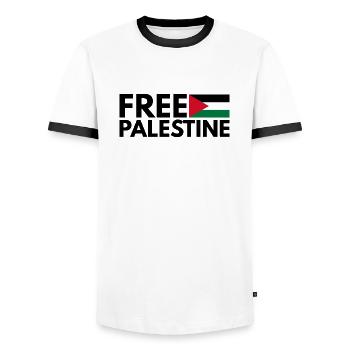 Libérer la Palestine - T-shirt contrasté Homme - blanc/noir - Devant - AI Model Female 172 light (172cm) & AI Model Male 178 dark (178cm)