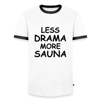 Sauna Saying Gift Infusion Sauna - Men's Ringer Shirt - white/black - Front - AI Model Female 172 light (172cm) & AI Model Male 178 dark (178cm)