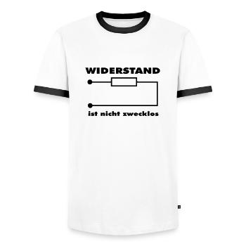 Widerstand ist nicht zwecklos - Männer Kontrast-T-Shirt - Weiß/Schwarz - Vorne - AI Model Female 172 light (172cm) & AI Model Male 178 dark (178cm)