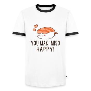 Sushi You Maki Miso Happy Japan Geschenk - Männer Kontrast-T-Shirt - Weiß/Schwarz - Vorne - AI Model Female 172 light (172cm) & AI Model Male 178 dark (178cm)