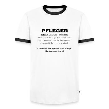 Pfleger - Männer Kontrast-T-Shirt - Weiß/Schwarz - Vorne - AI Model Female 172 light (172cm) & AI Model Male 178 dark (178cm)