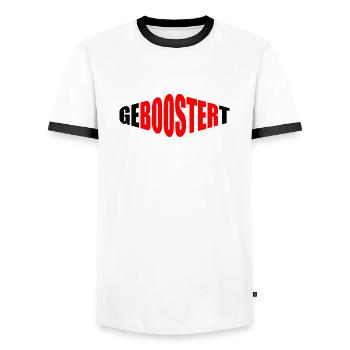 Geboostert - Männer Kontrast-T-Shirt - Weiß/Schwarz - Vorne - AI Model Female 172 light (172cm) & AI Model Male 178 dark (178cm)
