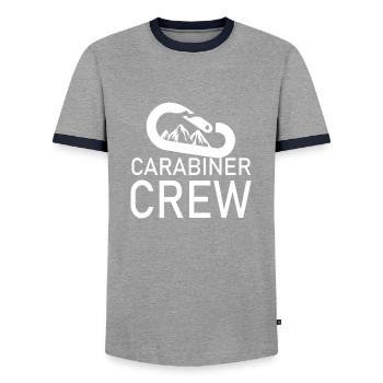 Escalade de bloc - T-shirt contrasté Homme - gris/marine  - Devant - AI Model Female 172 light (172cm) & AI Model Male 178 light (178cm)