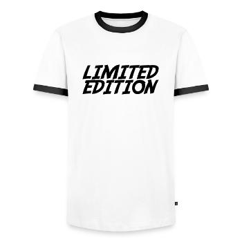Limited Edition - Men's Ringer Shirt - white/black - Front - AI Model Female 172 light (172cm) & AI Model Male 178 dark (178cm)
