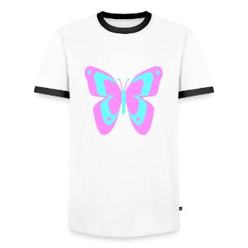 Butterfly Butterfly Insects Spring Summer colorful - Men's Ringer Shirt - white/black - Front - AI Model Female 172 light (172cm) & AI Model Male 178 dark (178cm)